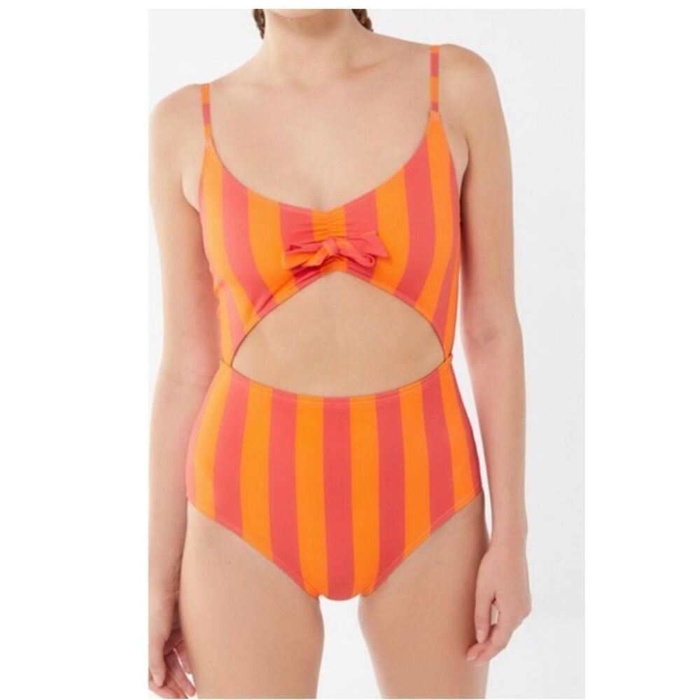 Urban Outfitters M NWT swimsuit one piece orange striped cutout sexy monokini
